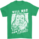 Staffordshire Terrier Wag For Treats Funny Mens T-Shirt Cotton Gildan Irish Green