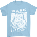 Staffordshire Terrier Wag For Treats Funny Mens T-Shirt Cotton Gildan Light Blue