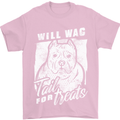 Staffordshire Terrier Wag For Treats Funny Mens T-Shirt Cotton Gildan Light Pink