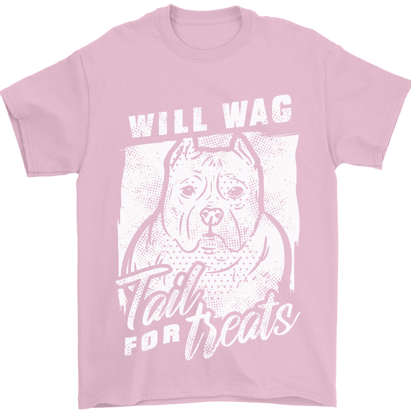 Staffordshire Terrier Wag For Treats Funny Mens T-Shirt Cotton Gildan Light Pink