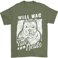 Staffordshire Terrier Wag For Treats Funny Mens T-Shirt Cotton Gildan Military Green