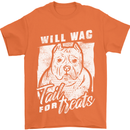 Staffordshire Terrier Wag For Treats Funny Mens T-Shirt Cotton Gildan Orange
