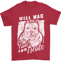 Staffordshire Terrier Wag For Treats Funny Mens T-Shirt Cotton Gildan Red