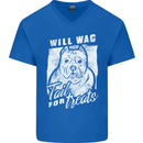 Staffordshire Terrier Wag For Treats Funny Mens V-Neck Cotton T-Shirt Royal Blue