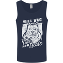 Staffordshire Terrier Wag For Treats Funny Mens Vest Tank Top Navy Blue