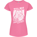 Staffordshire Terrier Wag For Treats Funny Womens Petite Cut T-Shirt Azalea