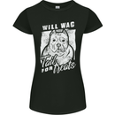 Staffordshire Terrier Wag For Treats Funny Womens Petite Cut T-Shirt Black