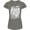Staffordshire Terrier Wag For Treats Funny Womens Petite Cut T-Shirt Charcoal