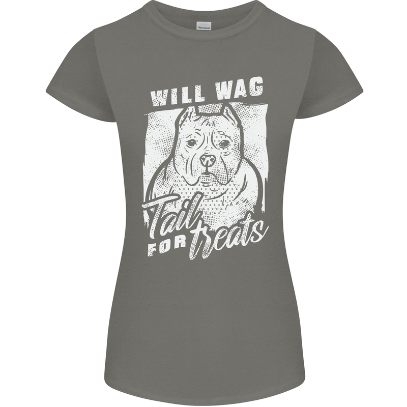 Staffordshire Terrier Wag For Treats Funny Womens Petite Cut T-Shirt Charcoal