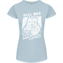 Staffordshire Terrier Wag For Treats Funny Womens Petite Cut T-Shirt Light Blue