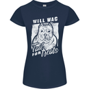 Staffordshire Terrier Wag For Treats Funny Womens Petite Cut T-Shirt Navy Blue
