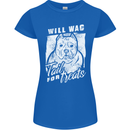 Staffordshire Terrier Wag For Treats Funny Womens Petite Cut T-Shirt Royal Blue