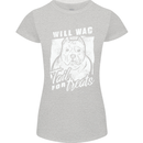 Staffordshire Terrier Wag For Treats Funny Womens Petite Cut T-Shirt Sports Grey