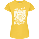Staffordshire Terrier Wag For Treats Funny Womens Petite Cut T-Shirt Yellow