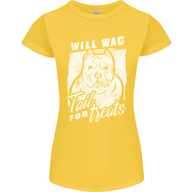 Staffordshire Terrier Wag For Treats Funny Womens Petite Cut T-Shirt Yellow