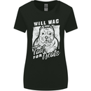 Staffordshire Terrier Wag For Treats Funny Womens Wider Cut T-Shirt Black