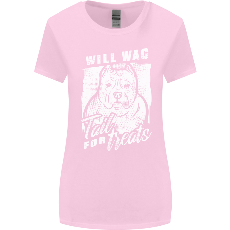 Staffordshire Terrier Wag For Treats Funny Womens Wider Cut T-Shirt Light Pink