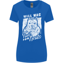 Staffordshire Terrier Wag For Treats Funny Womens Wider Cut T-Shirt Royal Blue