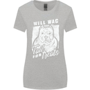 Staffordshire Terrier Wag For Treats Funny Womens Wider Cut T-Shirt Sports Grey