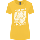 Staffordshire Terrier Wag For Treats Funny Womens Wider Cut T-Shirt Yellow