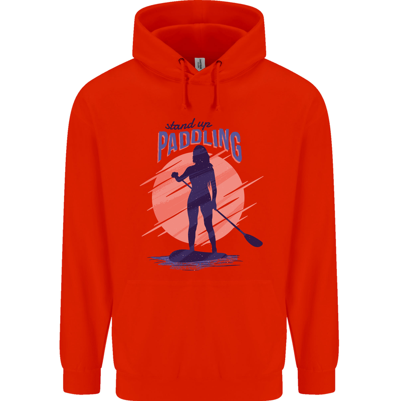 Stand Up Paddling Paddleboarding Mens 80% Cotton Hoodie Bright Red