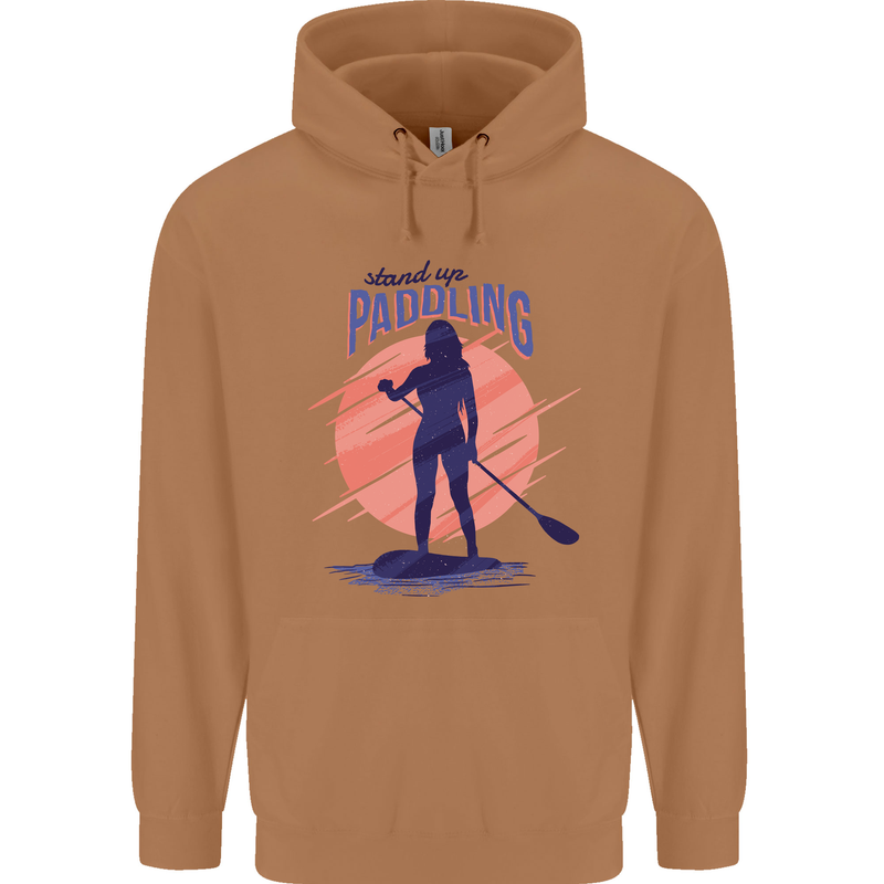 Stand Up Paddling Paddleboarding Mens 80% Cotton Hoodie Caramel Latte