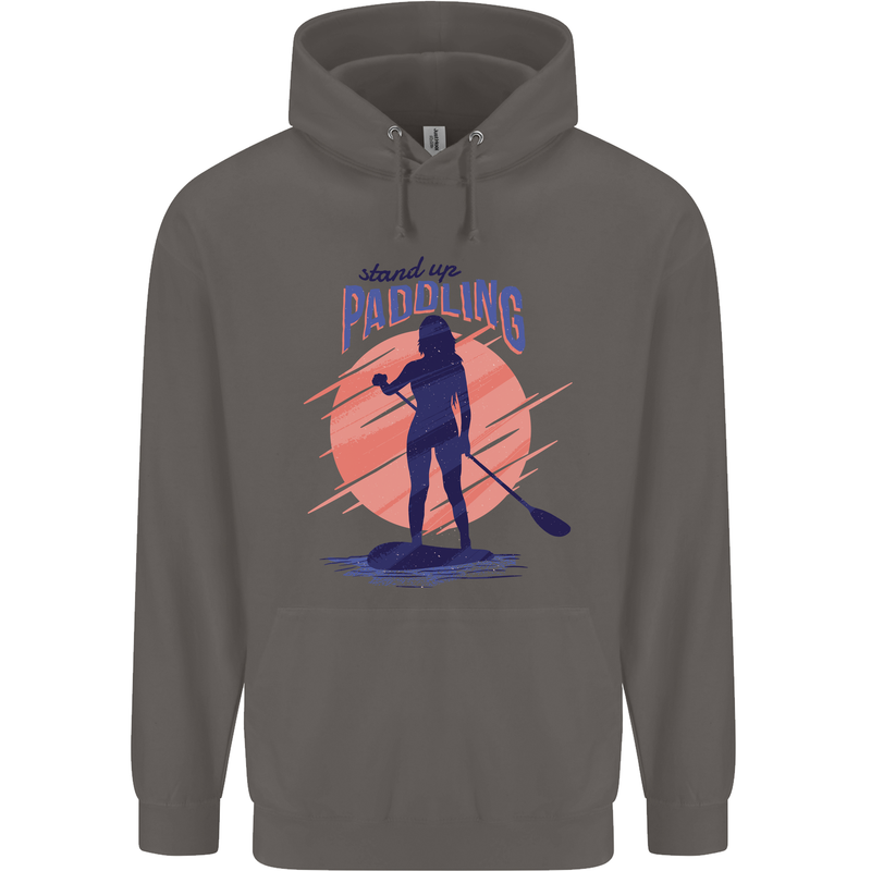 Stand Up Paddling Paddleboarding Mens 80% Cotton Hoodie Charcoal