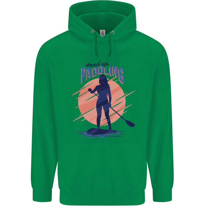 Stand Up Paddling Paddleboarding Mens 80% Cotton Hoodie Irish Green