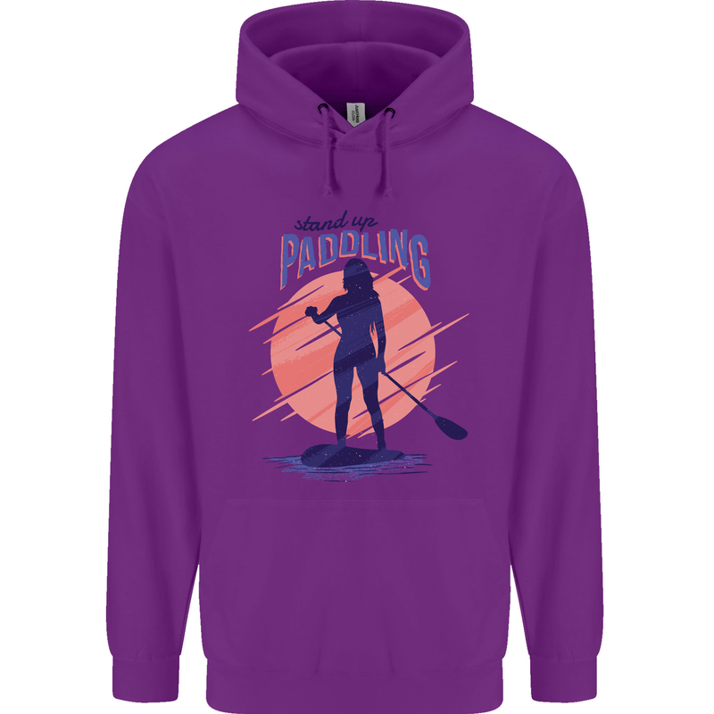 Stand Up Paddling Paddleboarding Mens 80% Cotton Hoodie Purple
