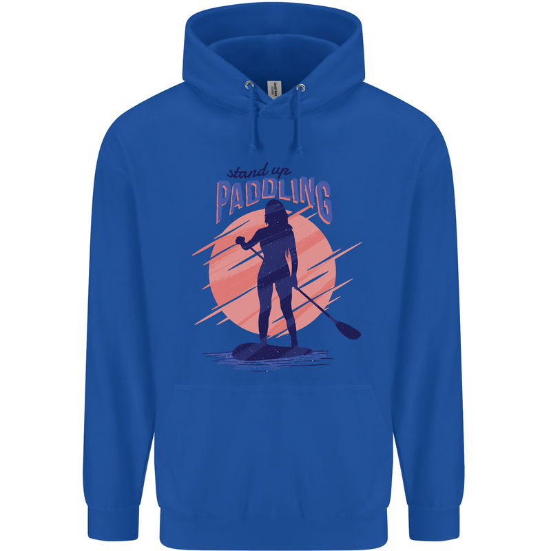 Stand Up Paddling Paddleboarding Mens 80% Cotton Hoodie Royal Blue