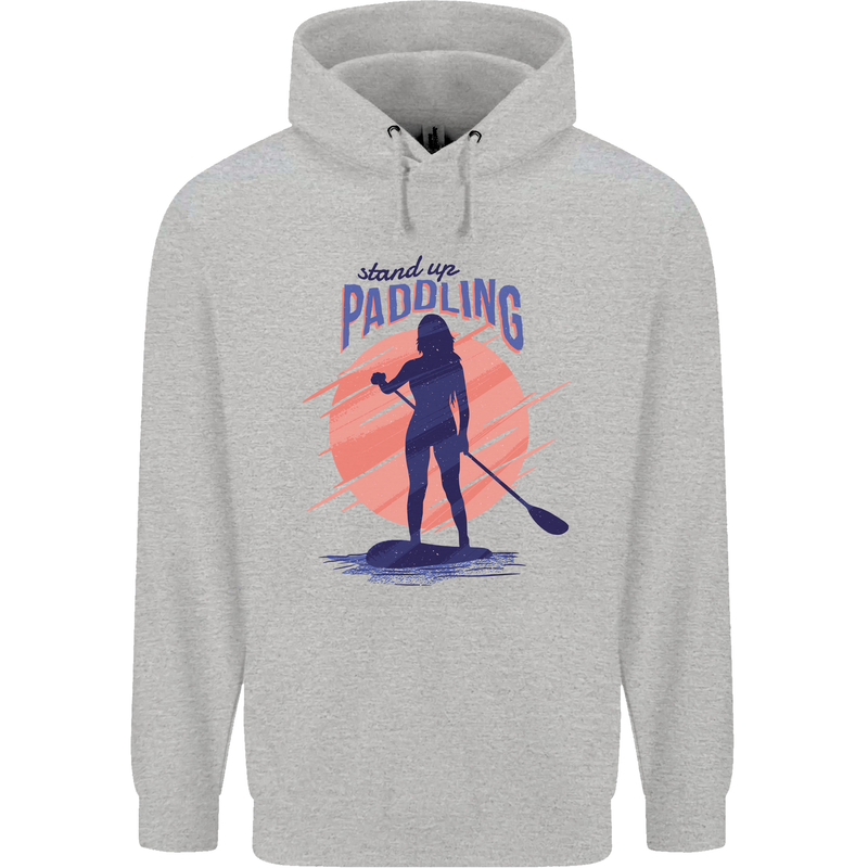 Stand Up Paddling Paddleboarding Mens 80% Cotton Hoodie Sports Grey