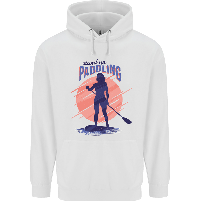Stand Up Paddling Paddleboarding Mens 80% Cotton Hoodie White