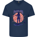 Stand Up Paddling Paddleboarding Mens V-Neck Cotton T-Shirt Navy Blue