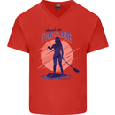 Stand Up Paddling Paddleboarding Mens V-Neck Cotton T-Shirt Red