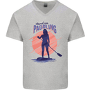 Stand Up Paddling Paddleboarding Mens V-Neck Cotton T-Shirt Sports Grey