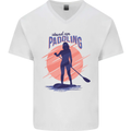 Stand Up Paddling Paddleboarding Mens V-Neck Cotton T-Shirt White