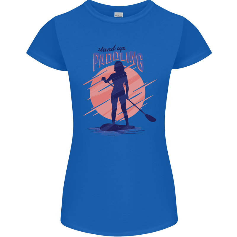 Stand Up Paddling Paddleboarding Womens Petite Cut T-Shirt Royal Blue