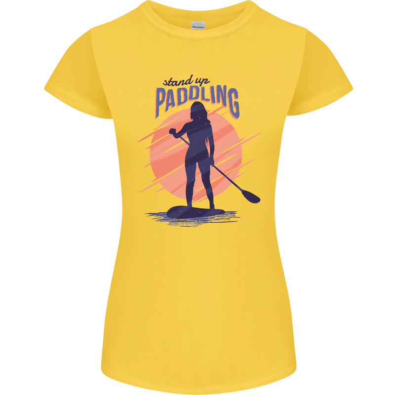 Stand Up Paddling Paddleboarding Womens Petite Cut T-Shirt Yellow