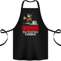 Start Talking About Fishing Funny Fisherman Cotton Apron 100% Organic Black