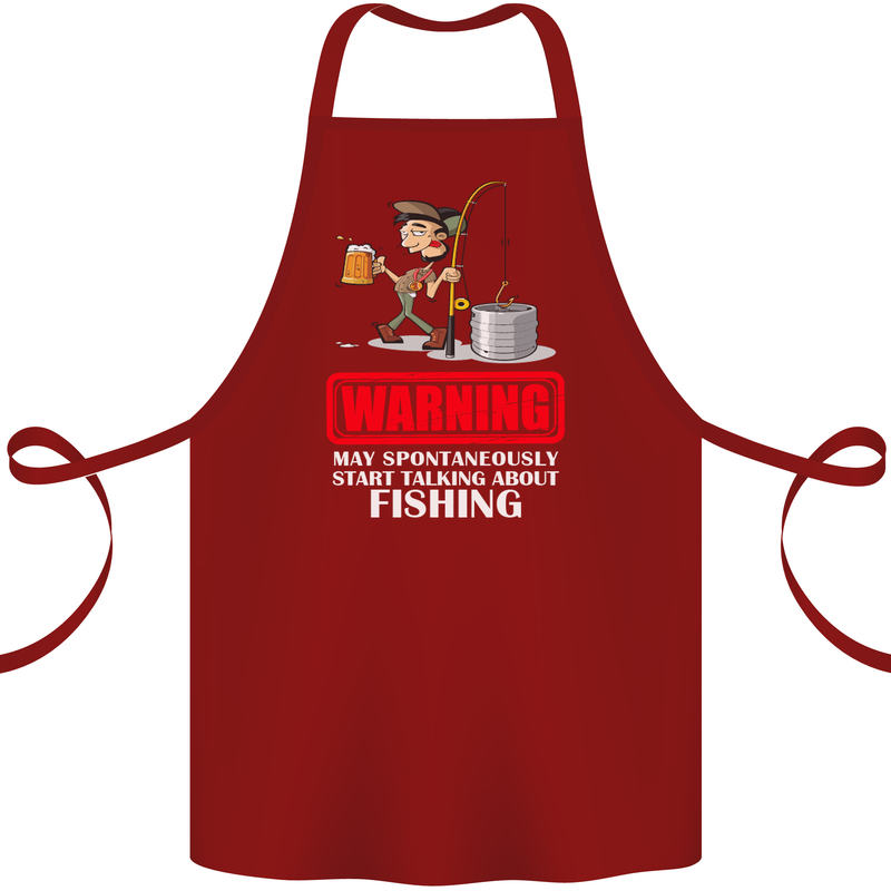 Start Talking About Fishing Funny Fisherman Cotton Apron 100% Organic Maroon