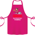 Start Talking About Fishing Funny Fisherman Cotton Apron 100% Organic Pink