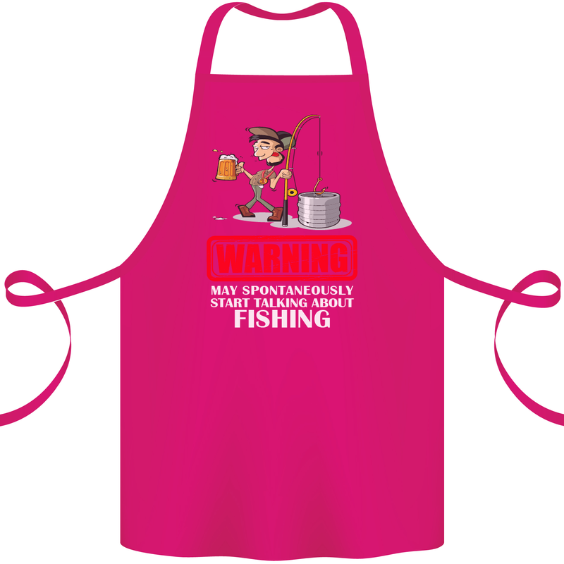 Start Talking About Fishing Funny Fisherman Cotton Apron 100% Organic Pink