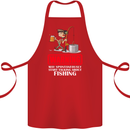 Start Talking About Fishing Funny Fisherman Cotton Apron 100% Organic Red
