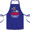 Start Talking About Fishing Funny Fisherman Cotton Apron 100% Organic Royal Blue