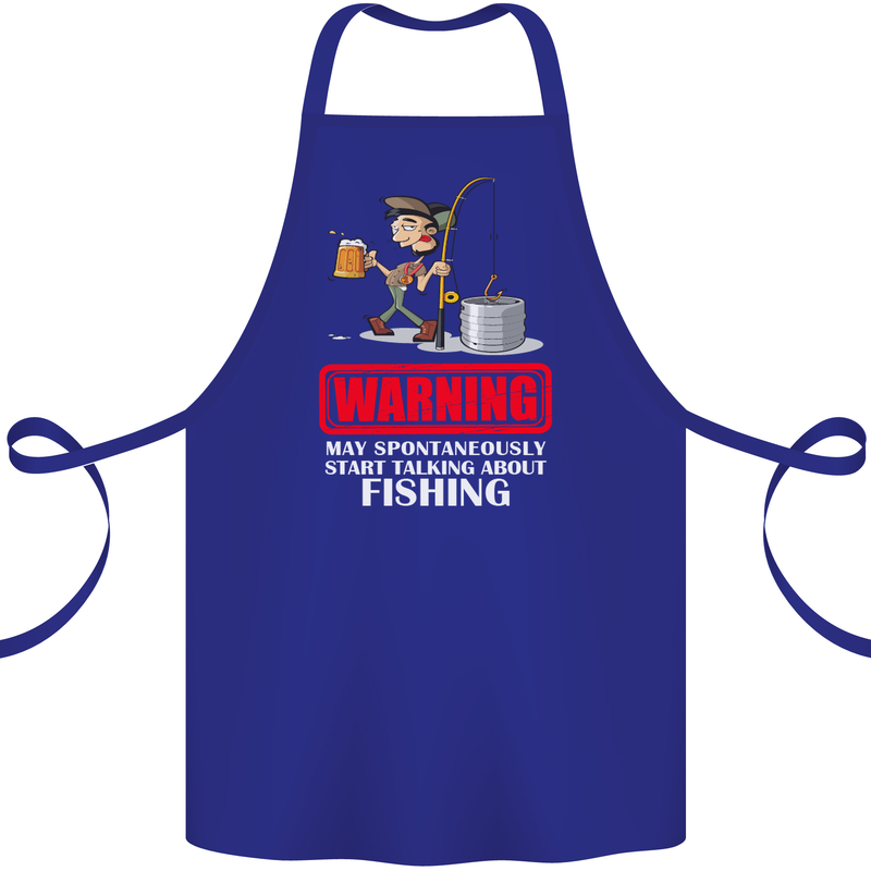 Start Talking About Fishing Funny Fisherman Cotton Apron 100% Organic Royal Blue
