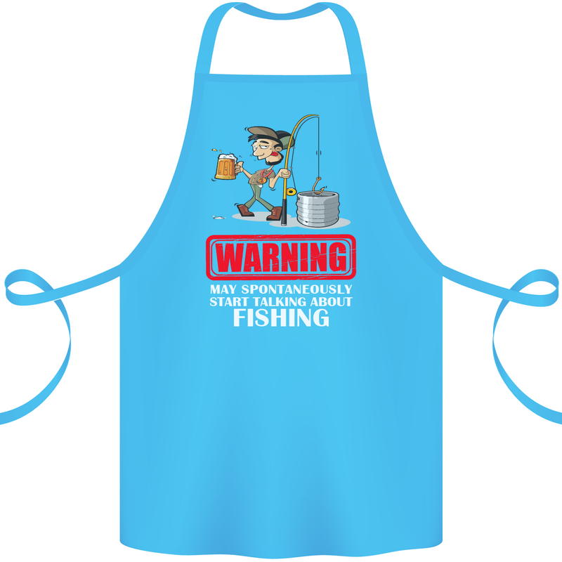 Start Talking About Fishing Funny Fisherman Cotton Apron 100% Organic Turquoise