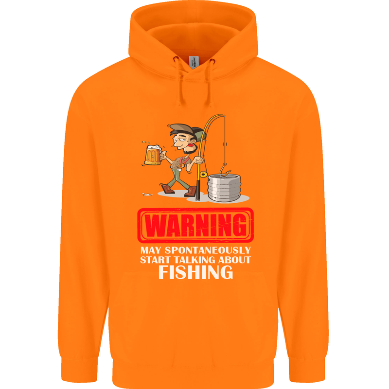 Start Talking About Fishing Funny Fisherman Mens 80% Cotton Hoodie Orange