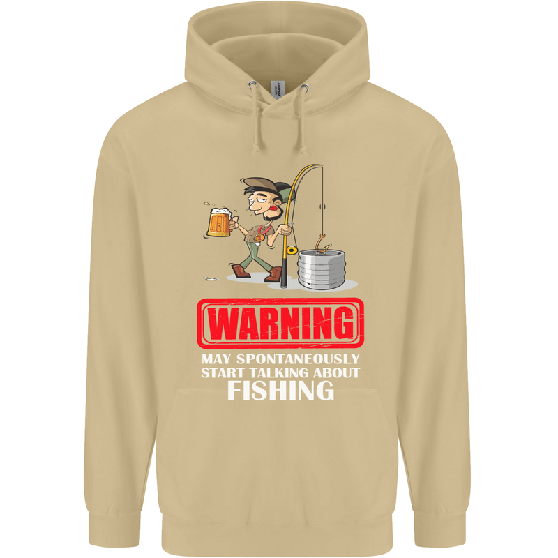 Start Talking About Fishing Funny Fisherman Mens 80% Cotton Hoodie Sand