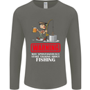 Start Talking About Fishing Funny Fisherman Mens Long Sleeve T-Shirt Charcoal