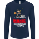 Start Talking About Fishing Funny Fisherman Mens Long Sleeve T-Shirt Navy Blue